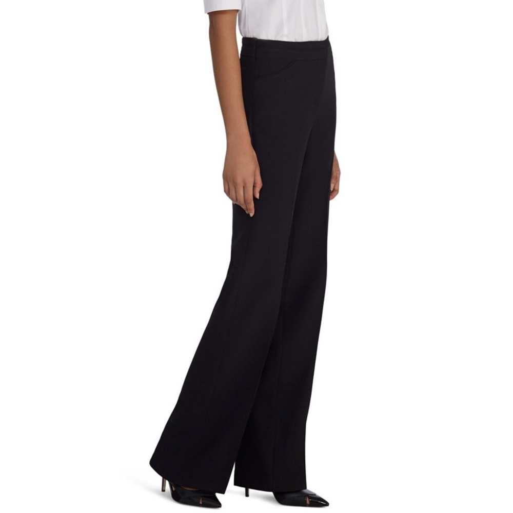 White House Black Market WIDE leg pant, Black, pockets, double hook front zip 2